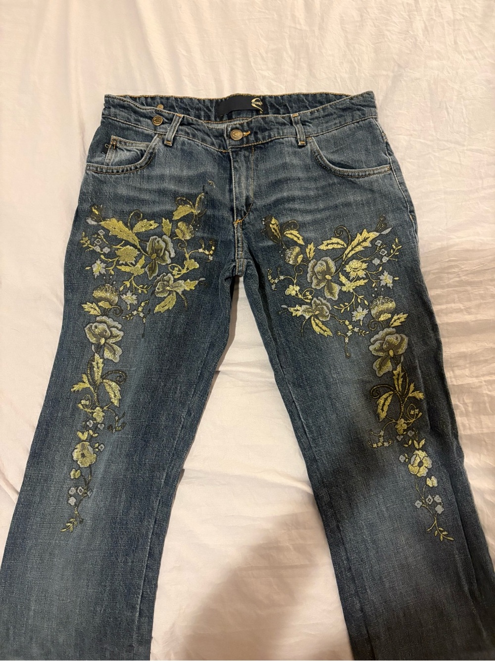 Just Cavalli Floral Embroidered Bootcut Jeans Dark Wash